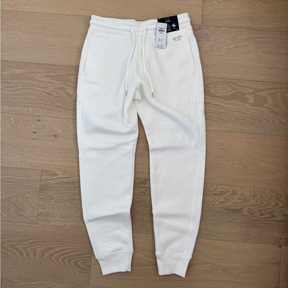 Hollister White XS Jogger Sweatpants Drawstring Fleece Stretch